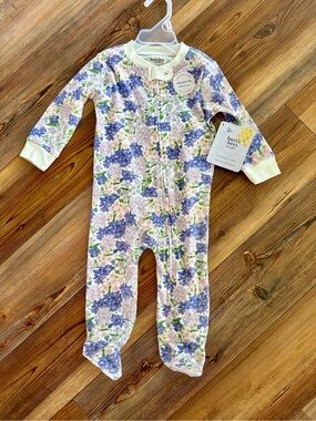 Burt's Bees Baby Floral Footed One-Piece in Purple, Pink & Cream